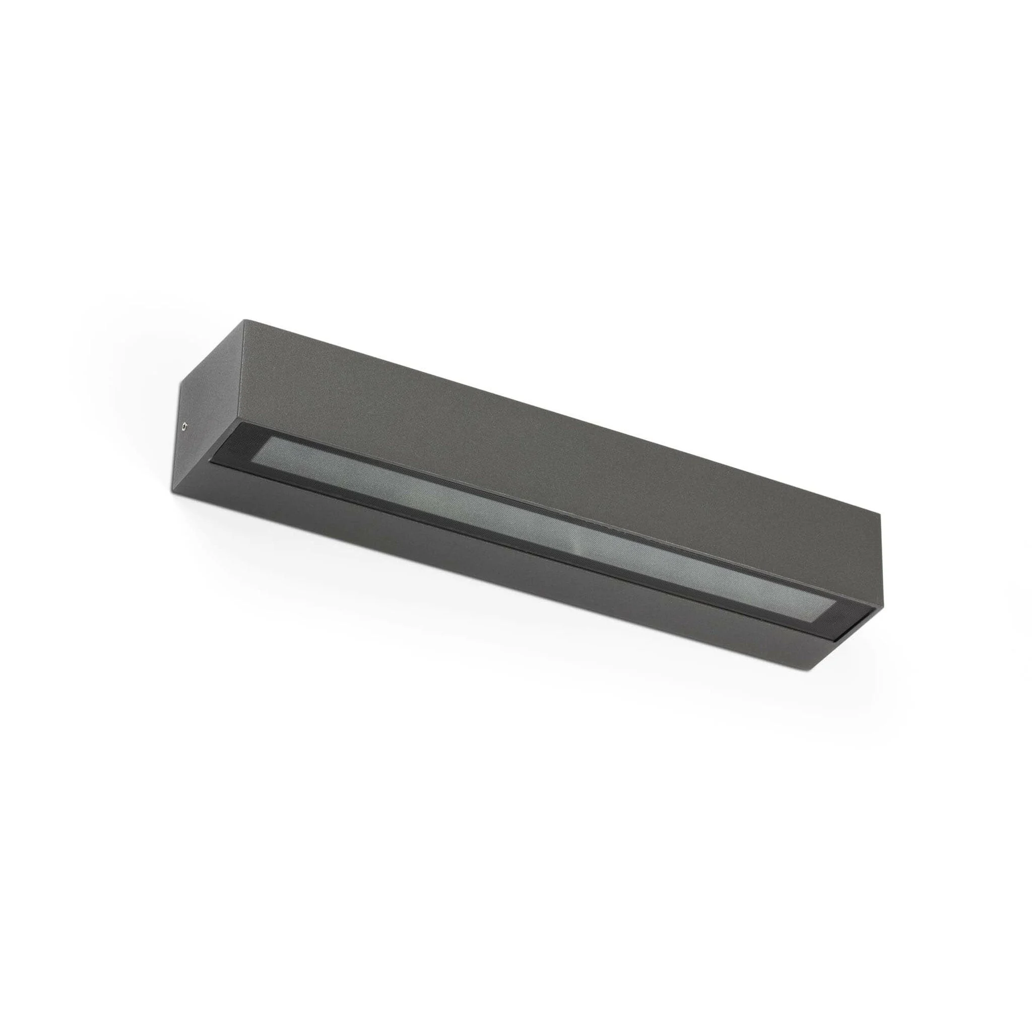 Aplique de exterior Faro Doro LED gris oscuro 3000K IP65 prismático 38cm 71904