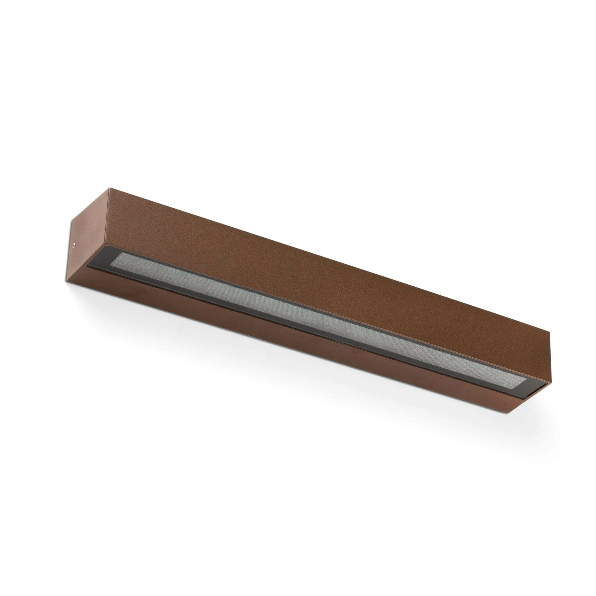 Aplique de exterior Faro Doro LED marrón oxido 3000K IP65 prismático 50cm 71908