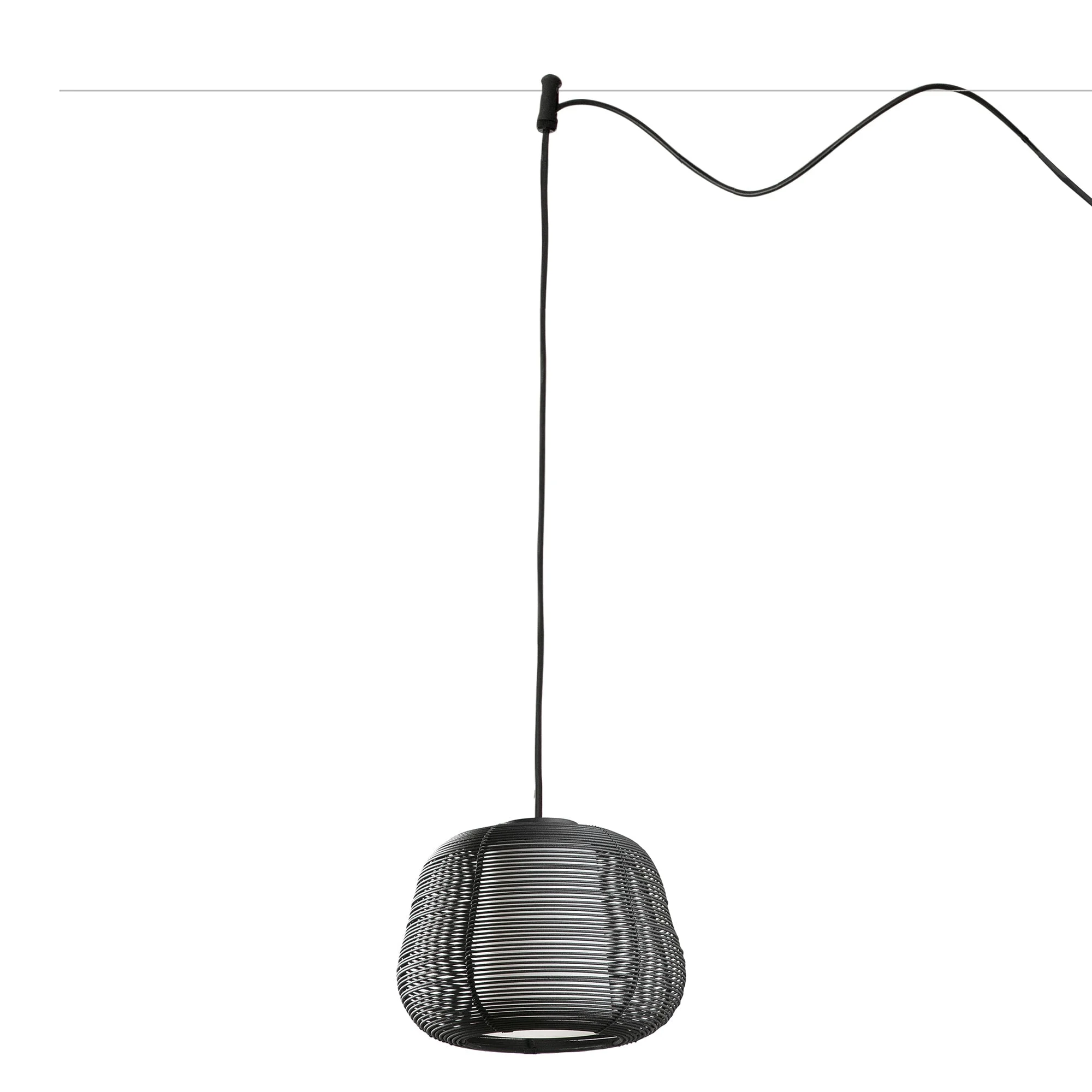 Lámpara colgante de exterior Faro Narita 28cm E27 LED negro IP65 opal sistema 72121