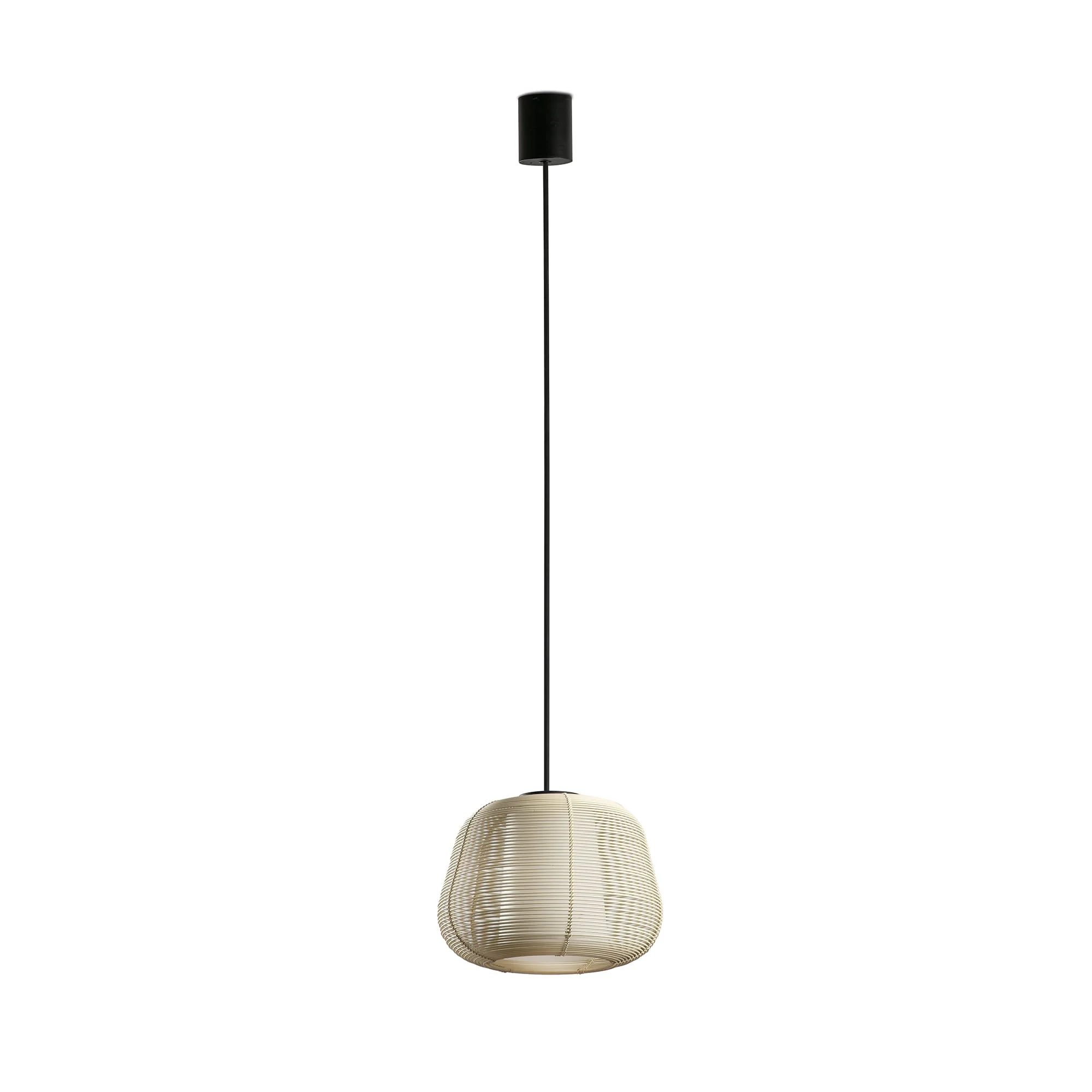 Lámpara colgante de exterior Faro Narita 28cm E27 LED beige IP65 opal con florón 72126-159
