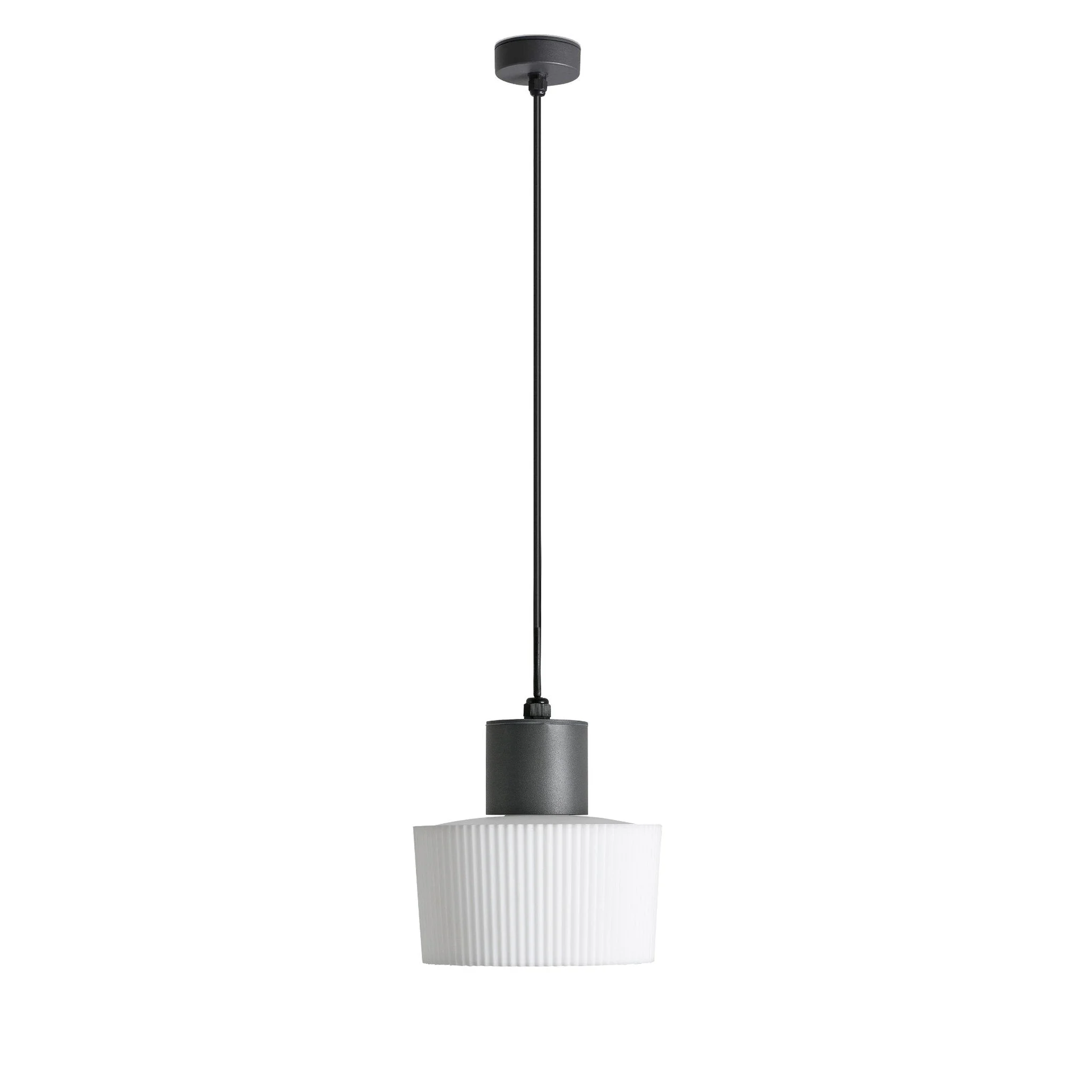 Lámpara colgante de exterior Faro Muffin 155cm E27 LED gris oscuro IP44 opal 74427C-04