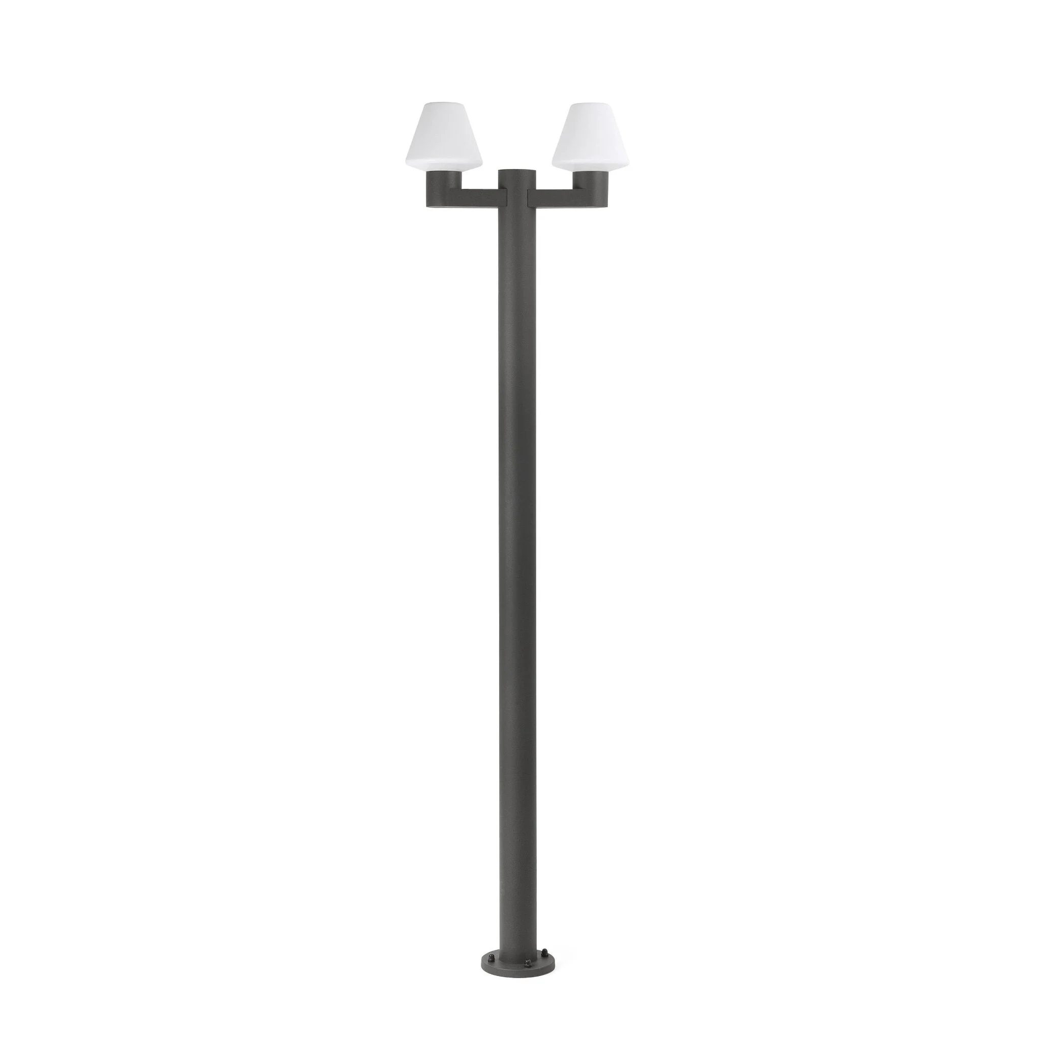 Farola de exterior Faro Mistu 215cm 2 luces E27 LED gris oscuro IP44 opal 74435F2-02