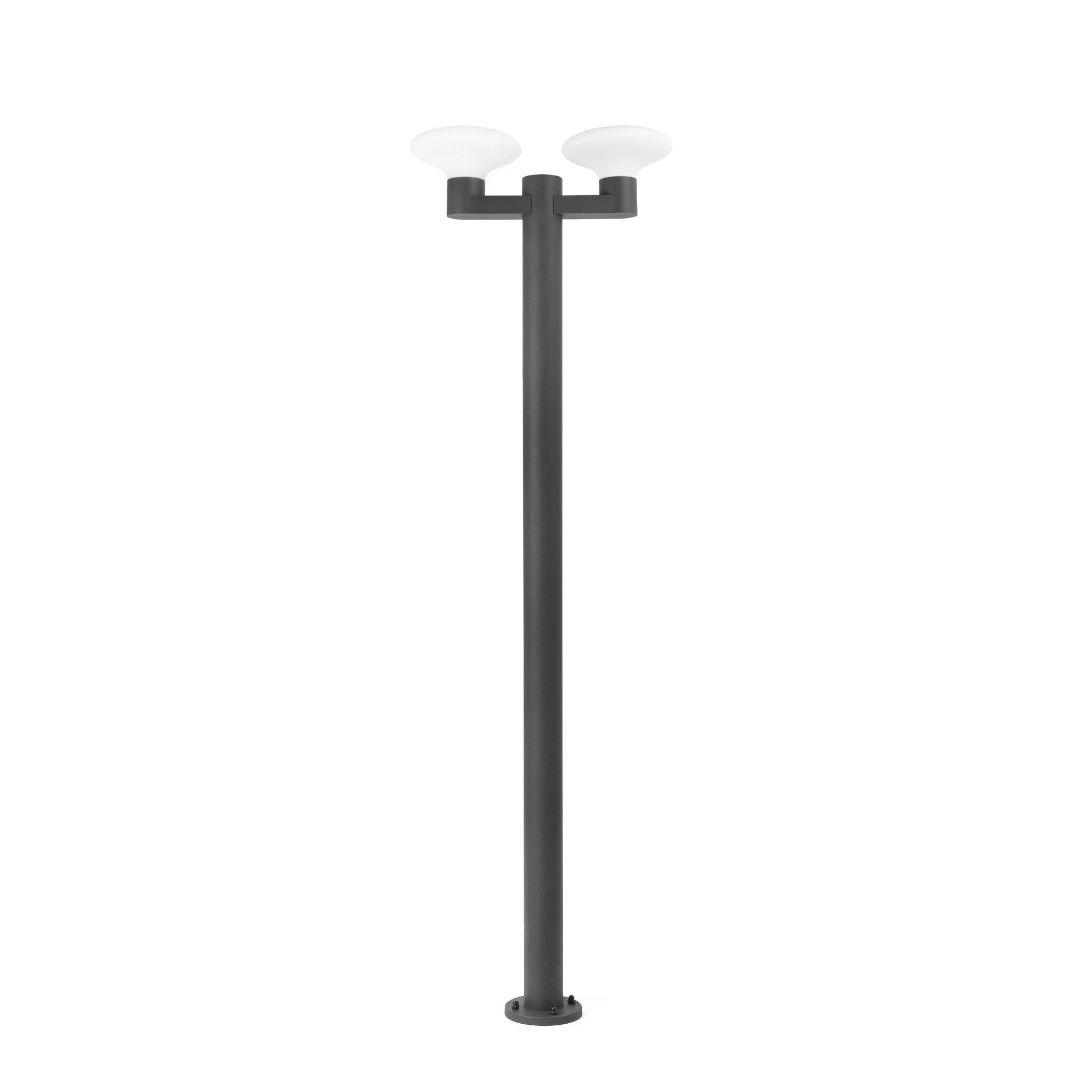 Farola de exterior Faro Blubs 214cm 2 luces E27 LED gris oscuro IP44 opal 74435F2-03