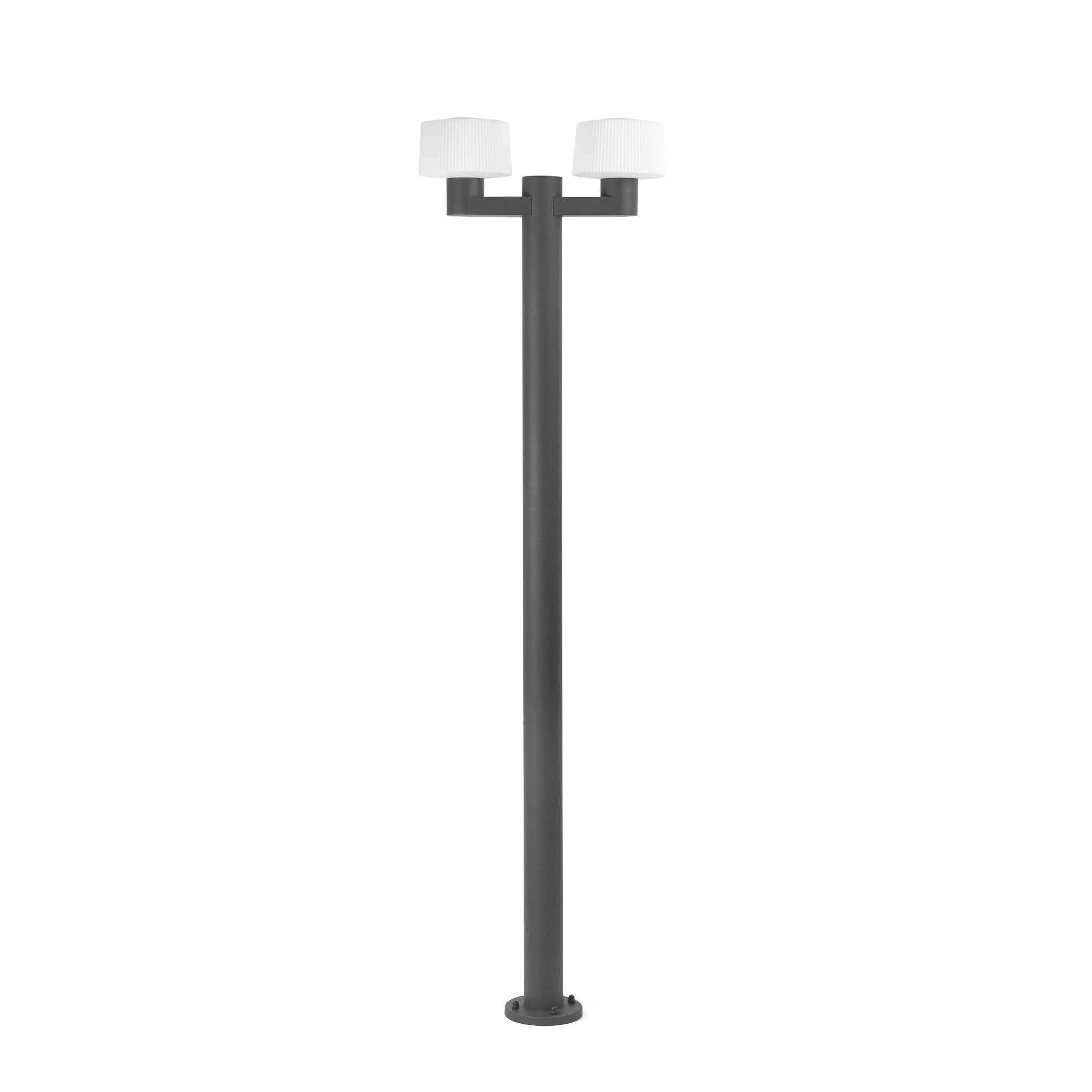 Farola de exterior Faro Muffin 212cm 2 luces E27 LED gris oscuro IP44 opal 74435F2-04