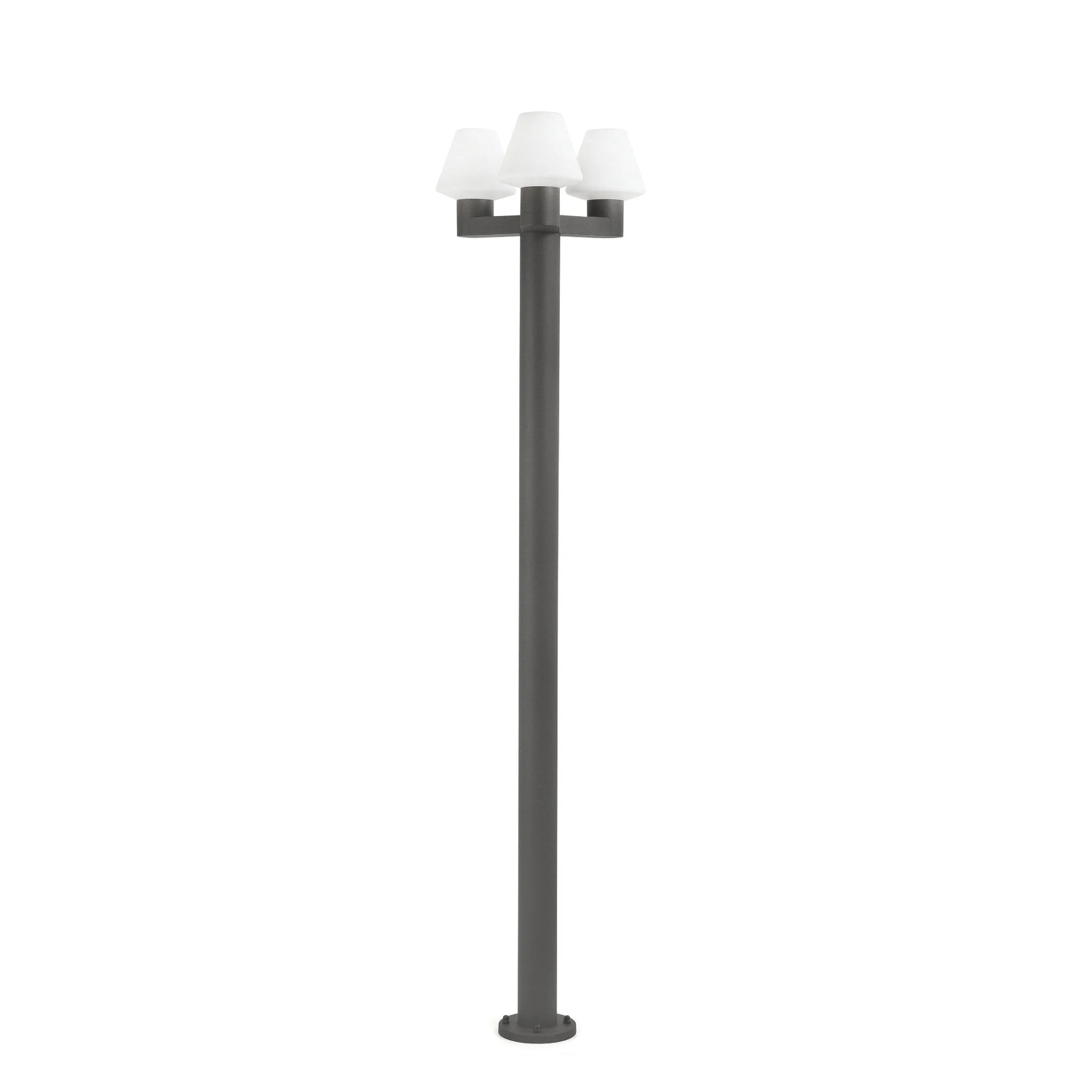 Farola de exterior Faro Mistu 215cm 3 luces E27 LED gris oscuro IP44 opal 74436F3-02