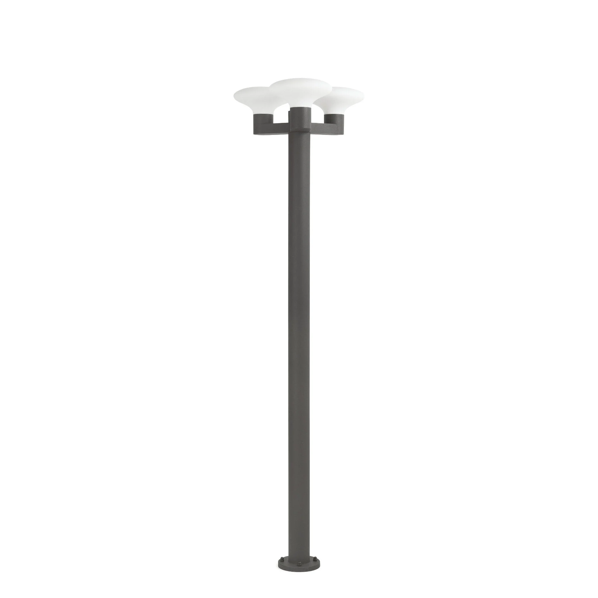 Farola de exterior Faro Blubs 214cm 3 luces E27 LED gris oscuro IP44 opal 74436F3-03
