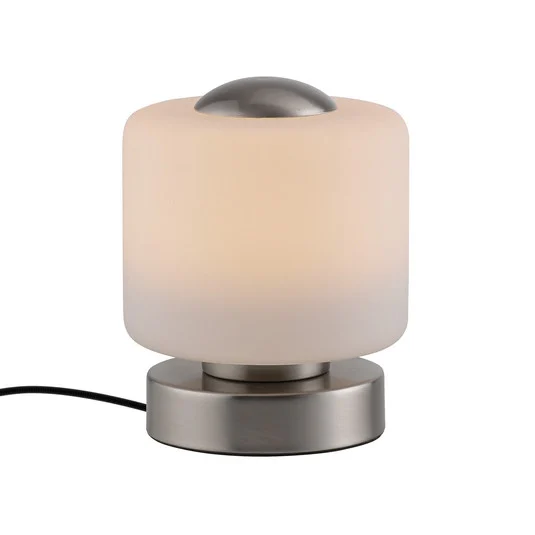 Paul Neuhaus Lámpara de mesa LED Bota, color acero, cristal, atenuable