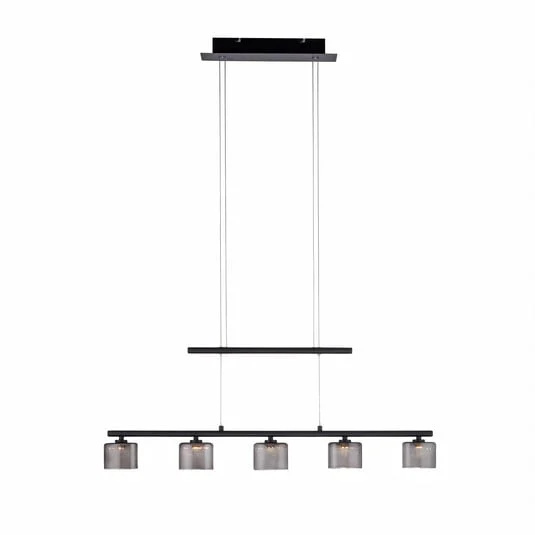 Paul Neuhaus Hydra lámpara colgante LED, negro, cristal, 80 cm