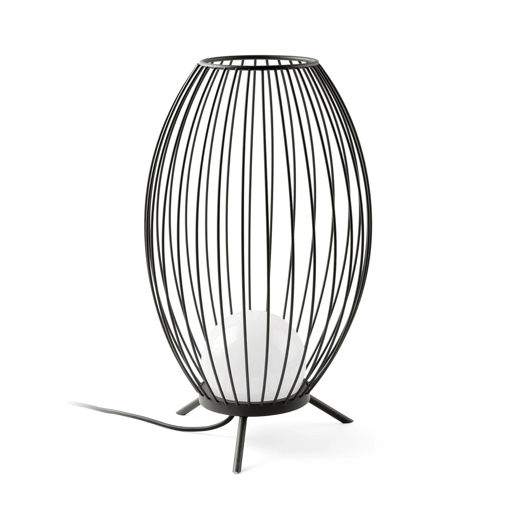 Lámpara de mesa de exterior portátil Faro Cage 57cm LED gris oscuro 2700K IP65 opal 75608