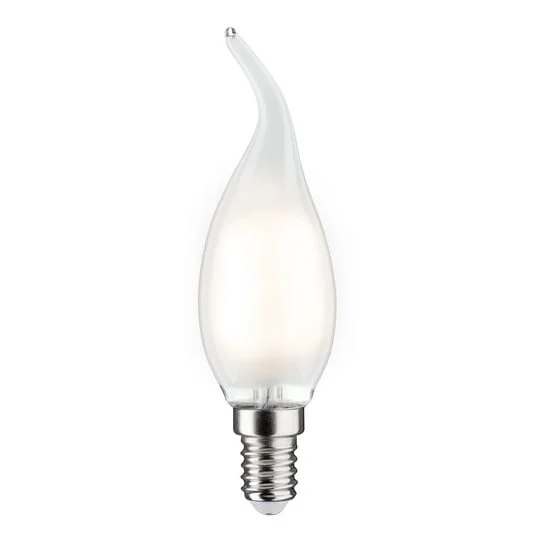 Bombilla vela LED soplada E14 4,8W 2.700K ráfaga de viento satinado