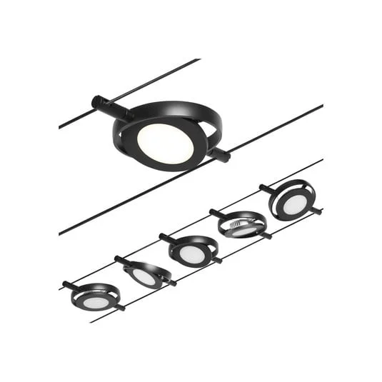 Paulmann Wire RoundMac iluminación LED sobre cable 5 luces negro