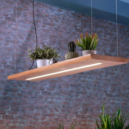Paul Neuhaus lámpara colgante LED Palma, madera, CCT, atenuable, 120cm