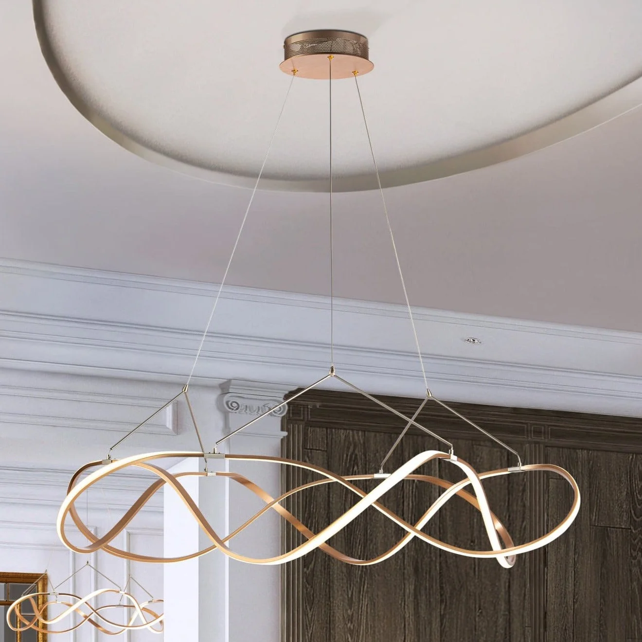 Lámpara de techo colgante Schuller Molly grande oro rosa 3000K Ø110cm