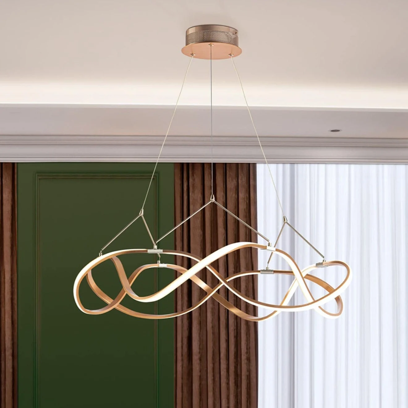 Lámpara de techo colgante Schuller Molly oro rosa 3000K Ø80cm
