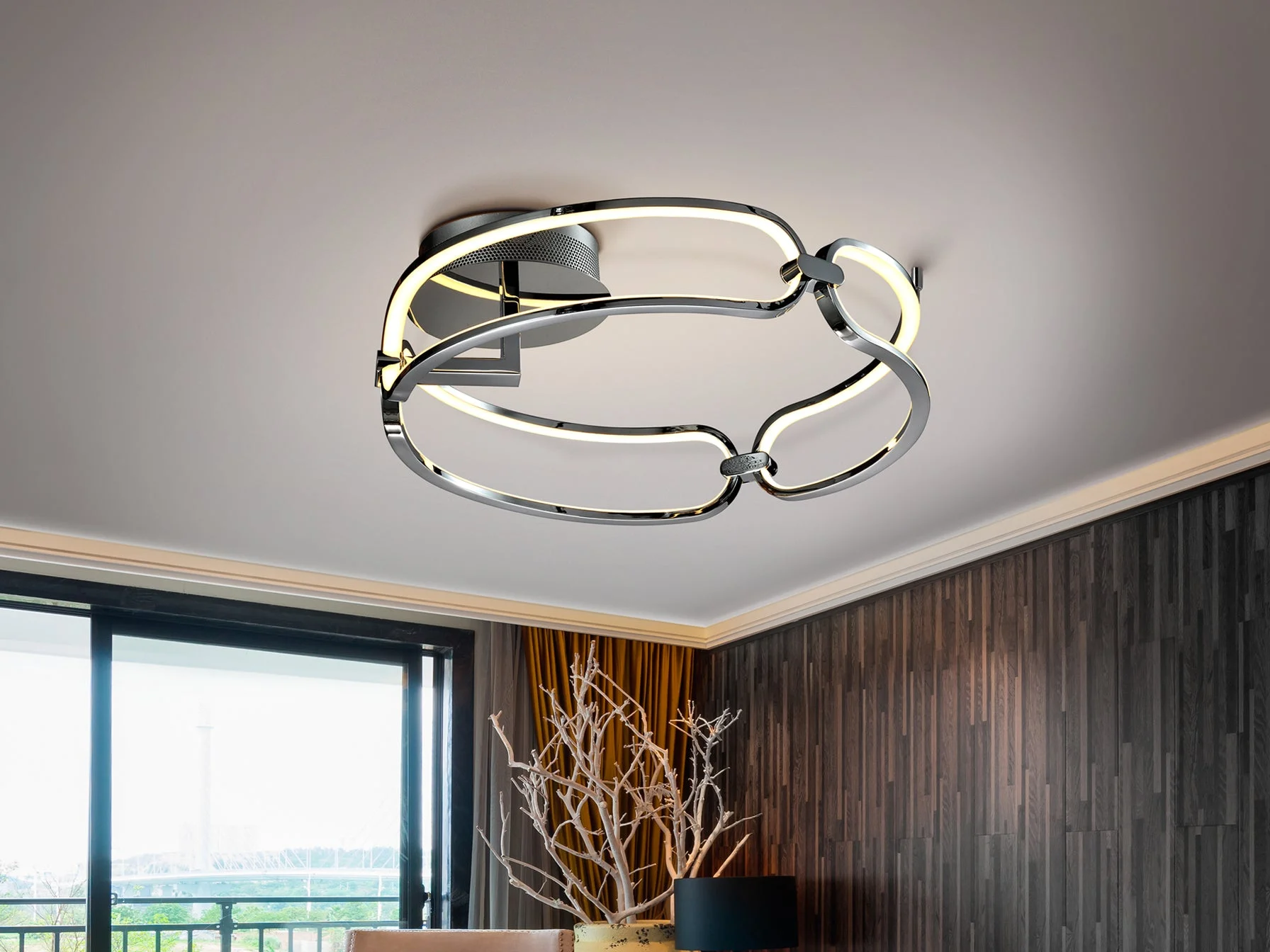 Plafón Schuller Colette LED cromo 3000K Ø47cm
