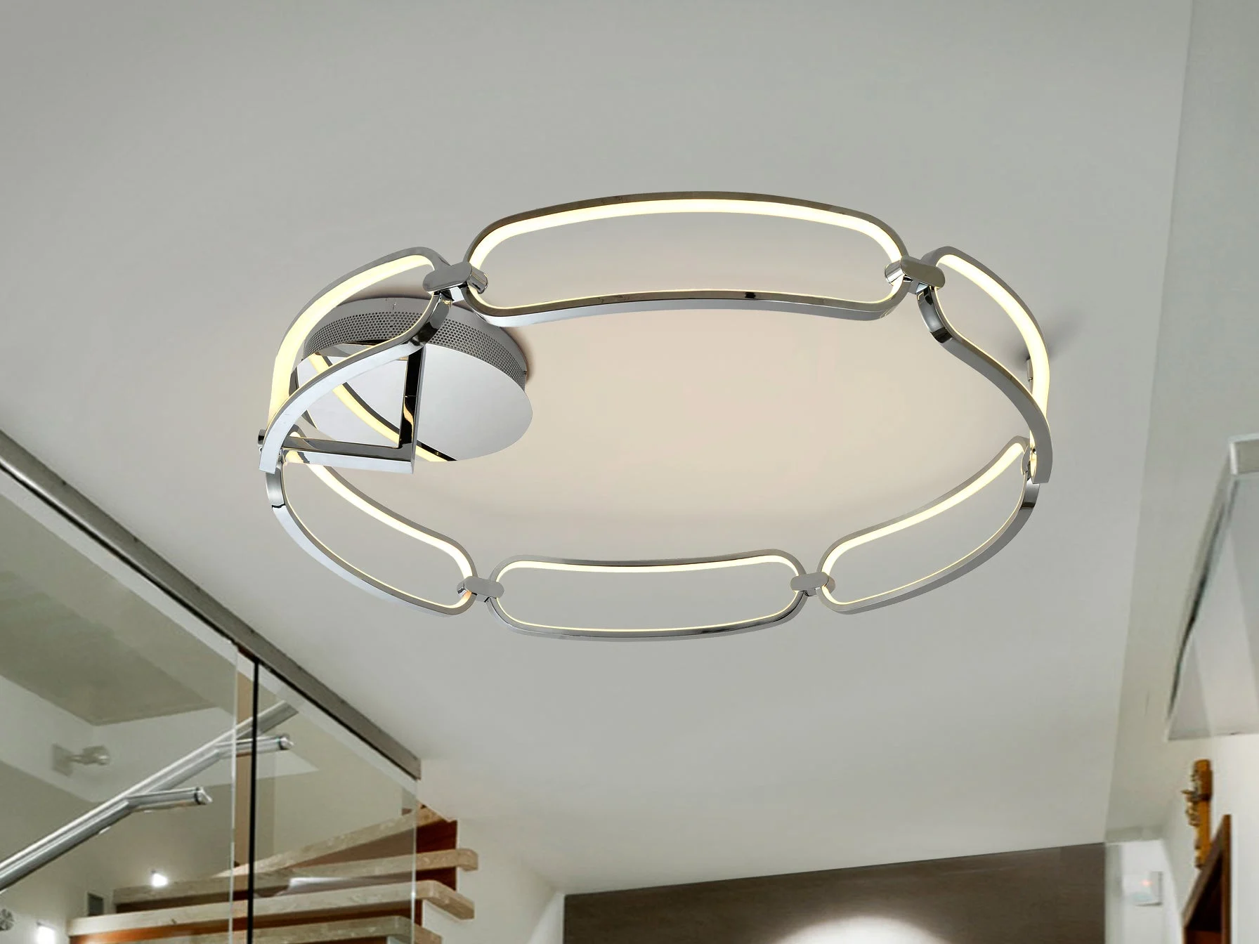 Plafón Schuller Colette grande LED cromo 3000K Ø80cm