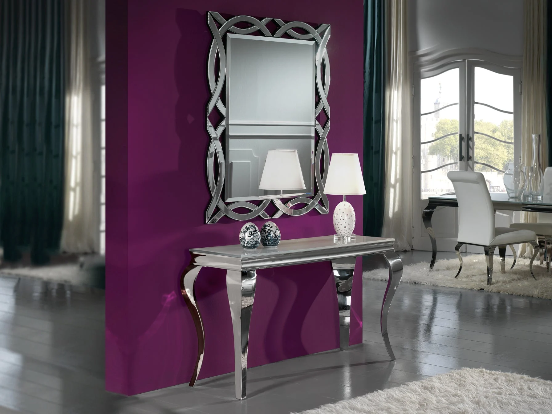 Consola Schuller Barroque acero inoxidable 128x75cm