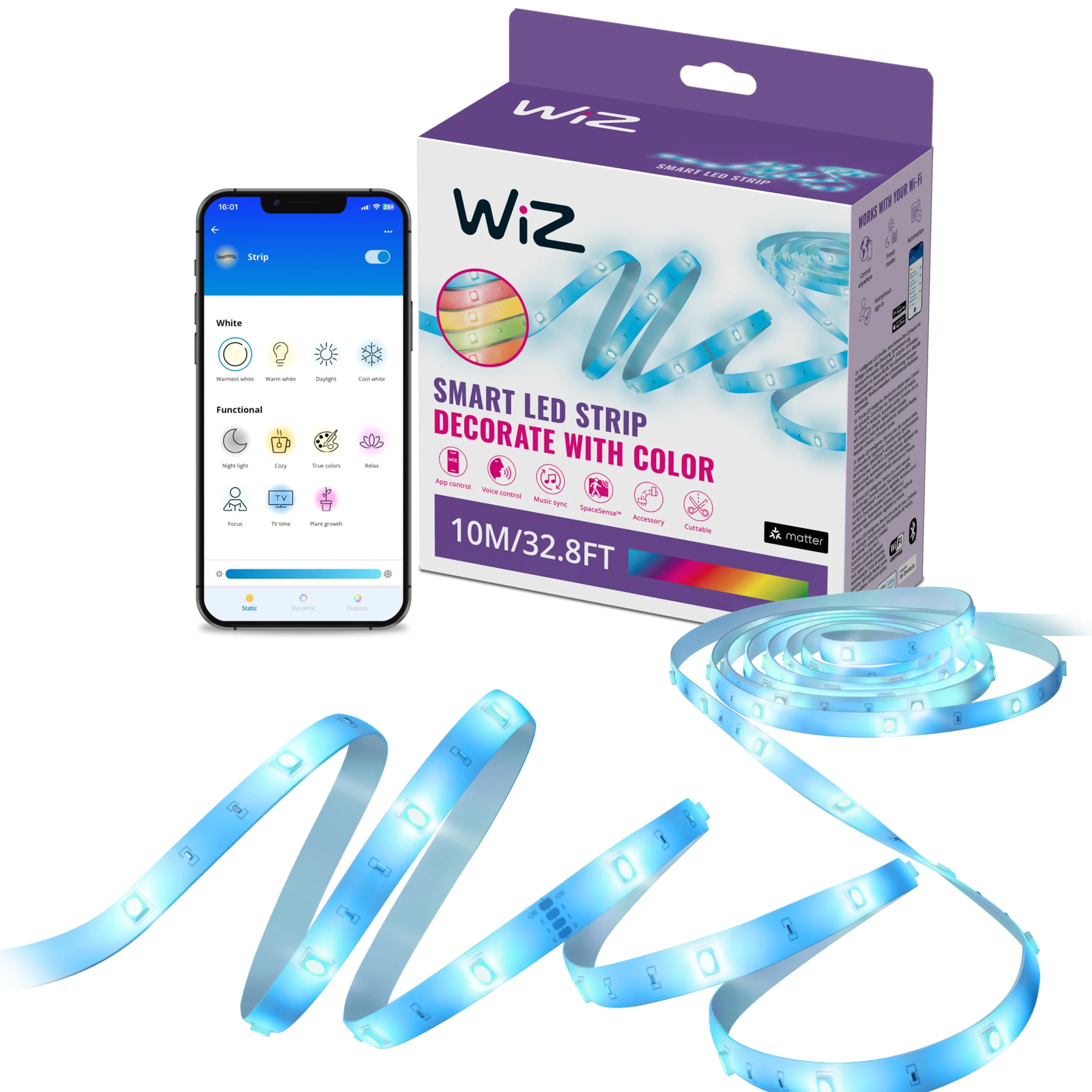 WiZ White and Color Ambiance Tira LED RGBW 12W 87201