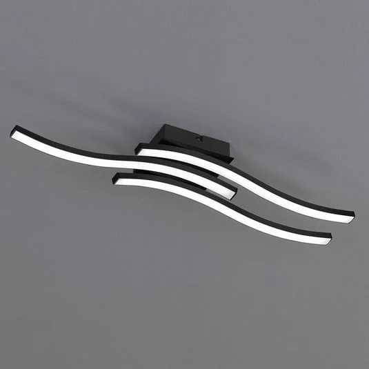 Plafón LED Route en negro, 3 luces