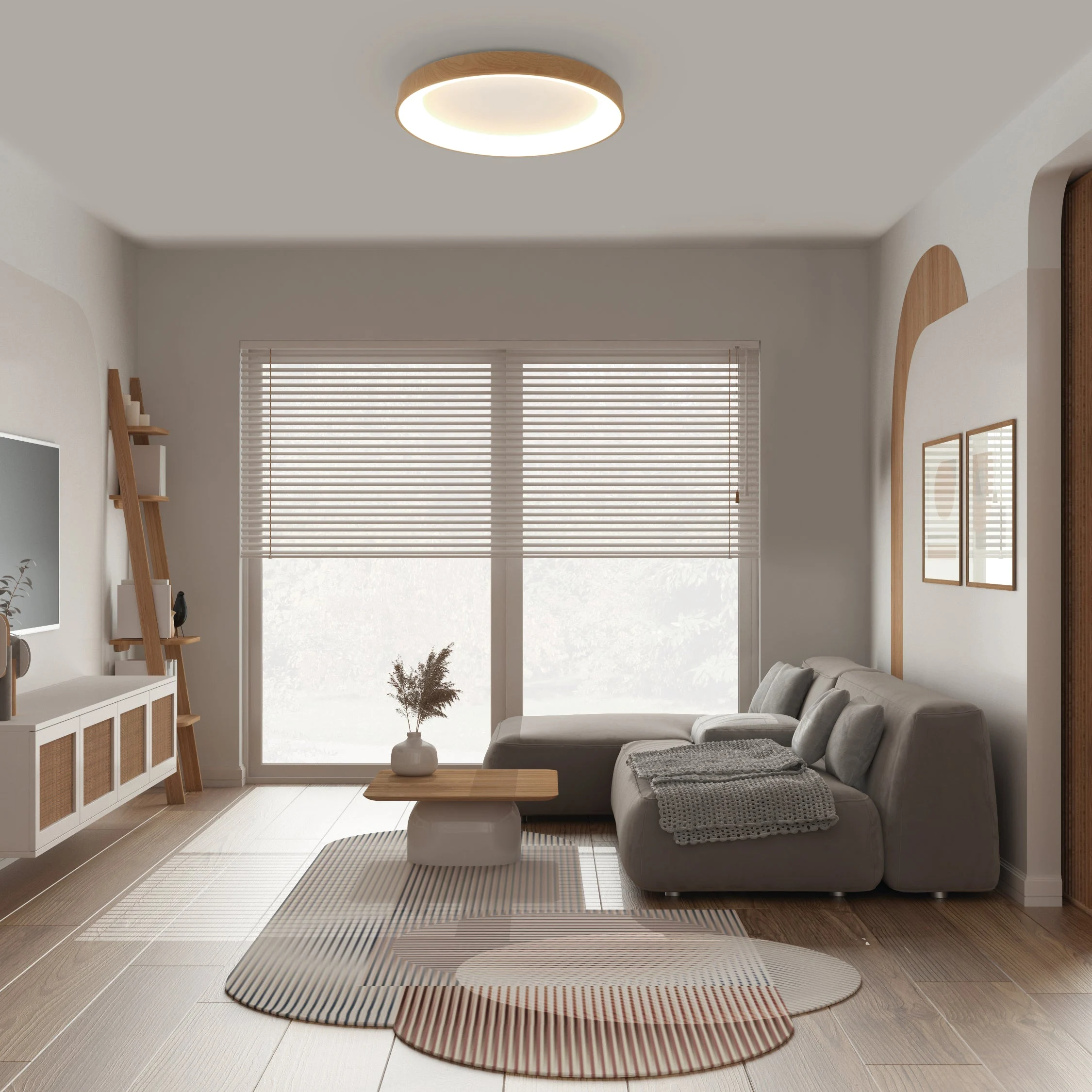 Mantra Niseko II Plafón LED regulable 2700K-5000K 90cm madera 8643