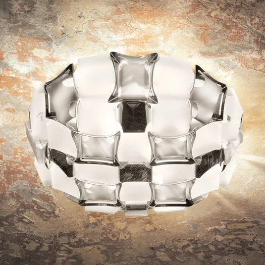 Plafón Slamp Mida, Ø 67 cm, platino/blanco
