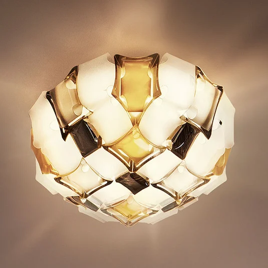 Plafón Slamp Mida, Ø 67 cm, ámbar/blanco