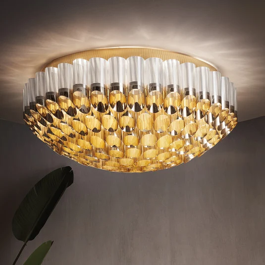 Plafón Slamp Odeon, dorado, Ø 102 cm
