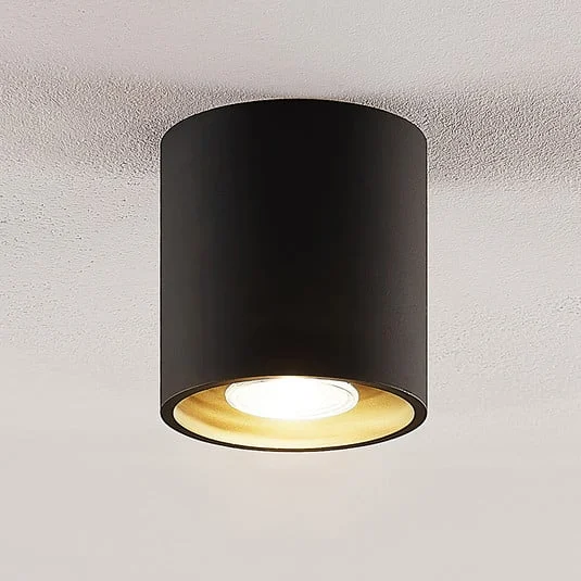 Lindby Parvin downlight aluminio, redonda, negra