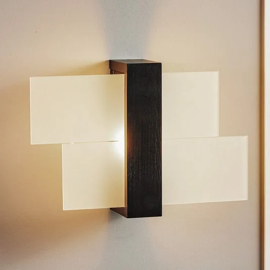 Aplique de pared Shifted 1, cristal y madera de wengué