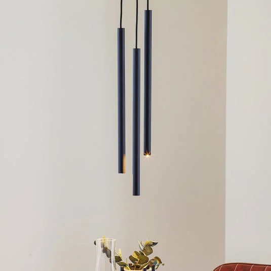Lámpara colgante Thin, negra, 3 luces, rondel