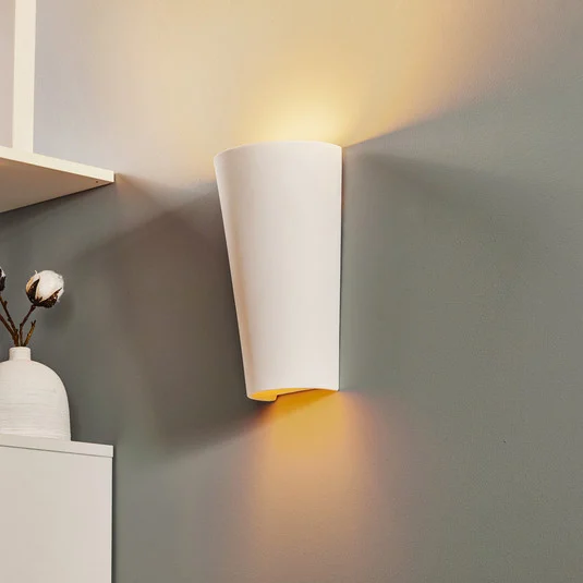 Aplique de pared «Ice up and down» de cerámica en color blanco
