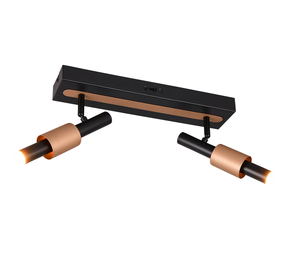 Regleta de focos Trio Ikaris negro 2 luces LED 42x20,5cm 855310232