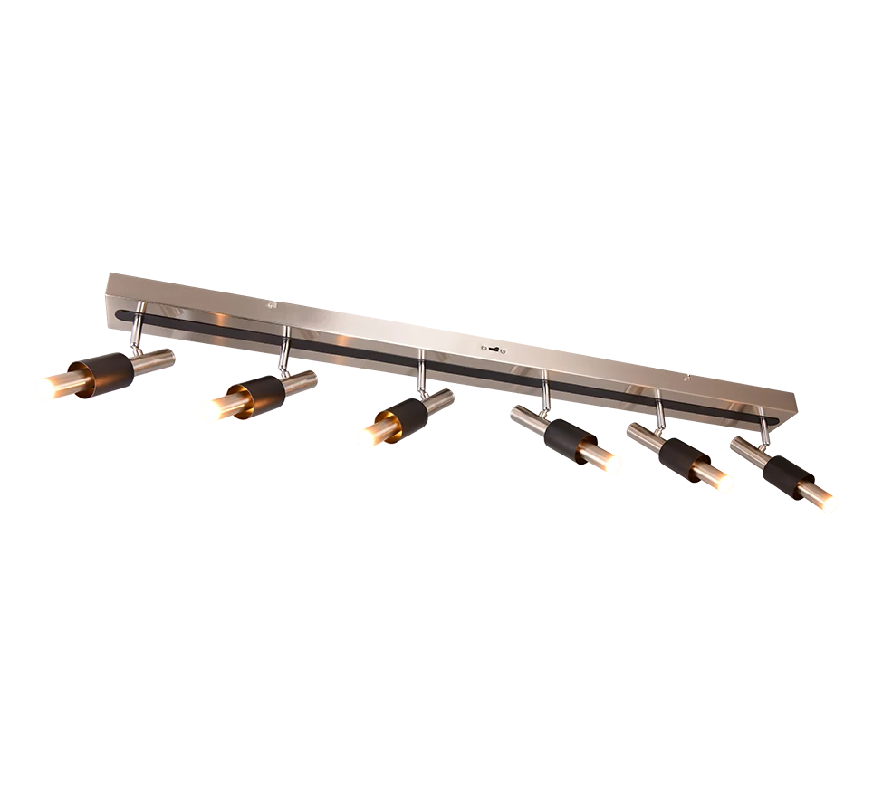 Plafón de focos de techo Ikaris Trio níquel mate 6 luces LED 4W 855310607
