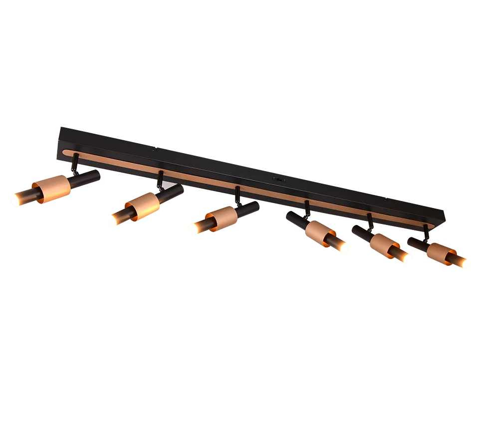 Foco de techo Ikaris Trio negro mate y dorado 6 luces LED 4W 855310632