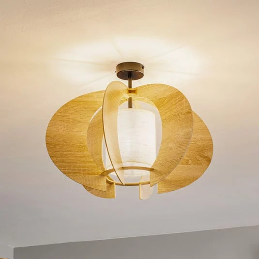 Plafón Modern C M con láminas de madera Ø 50 cm