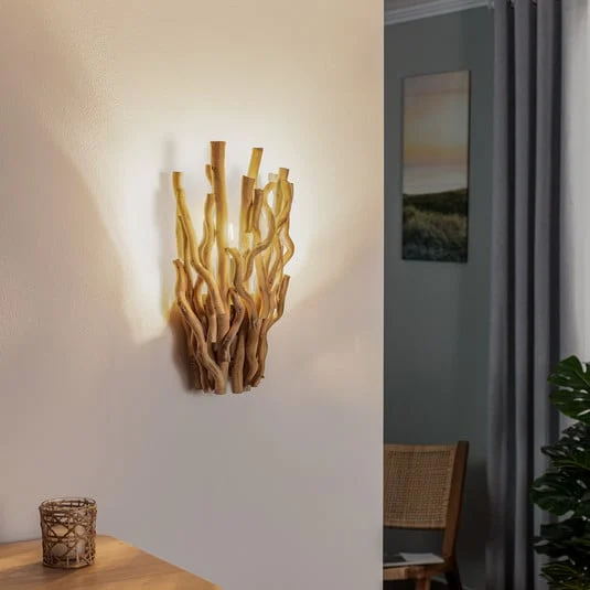 Aplique de pared Agar con pantalla de madera
