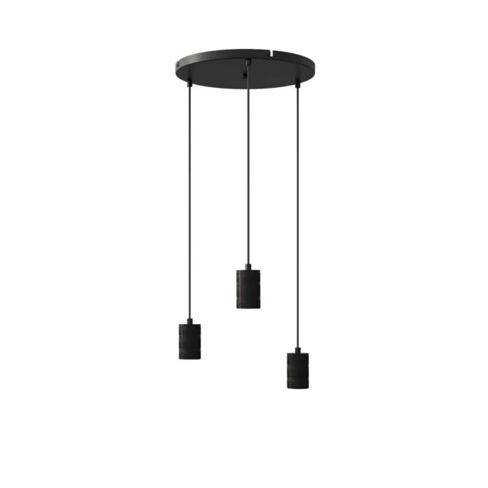 Calex Retro Colgante De Luz Cordset Esférica Metal Negro |incl. cable 2 Metro - Apta para 3xE27