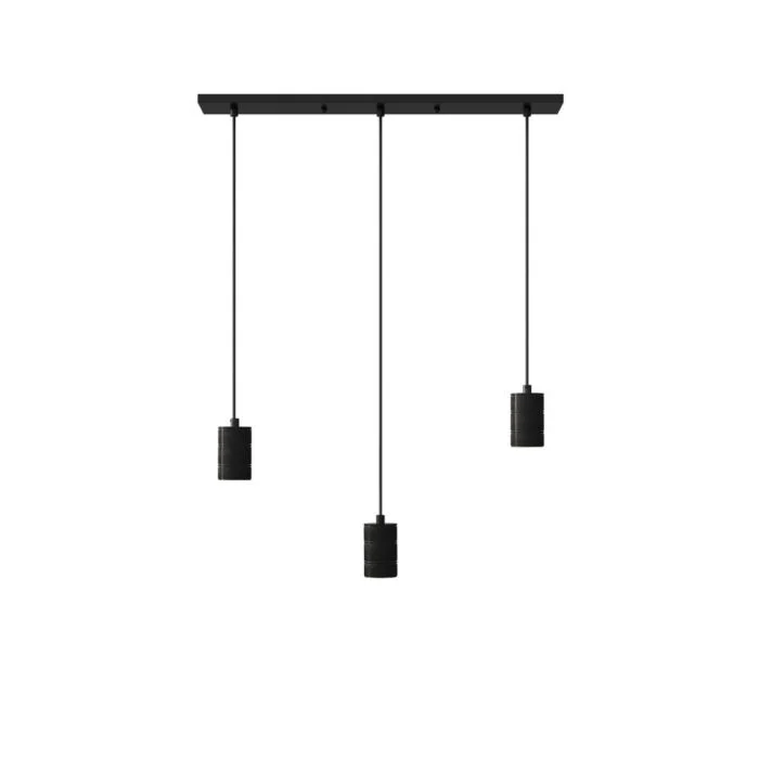 Calex Retro Colgante De Luz Cordset Rectangular Metal Negro |incl. cable 2 Metro - Apta para 3xE27