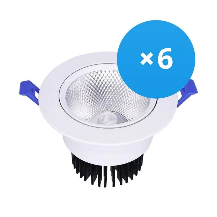 Multipack 6x Bright Choice Downlight LED Esférica Ajustable 12W 960lm 60D - 930 Luz Cálida | 110mm - Recorte 90mm - UGR <19