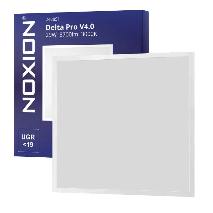 Noxion Panel LED Delta Pro V4 Aluminium/Metal Blanco 29W 3700lm - 830 Luz Cálida | 60x60cm - Luz De Emergencia 1 Horas - UGR <19