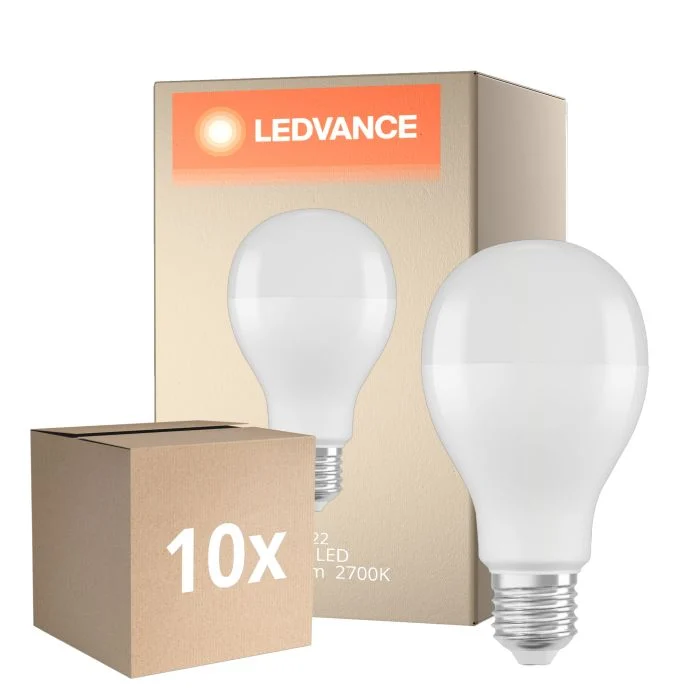 Multipack 10x Ledvance Classic LED E27 Pera Mate 20W 2452lm - 827 Luz muy Cálida | Regulable - Reemplazo 150W