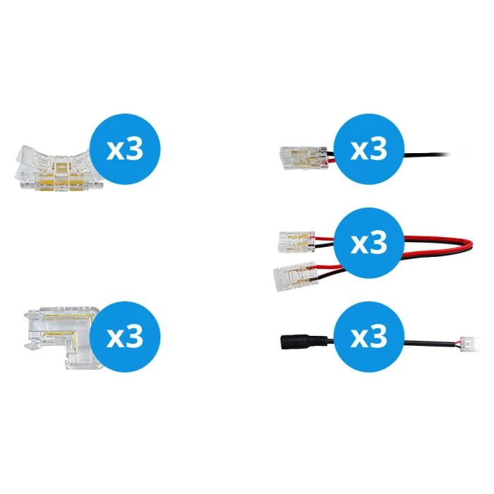 Noxion Tiras LED Naga - Conector Solamente Color 8mm - Pequeño 15pcs