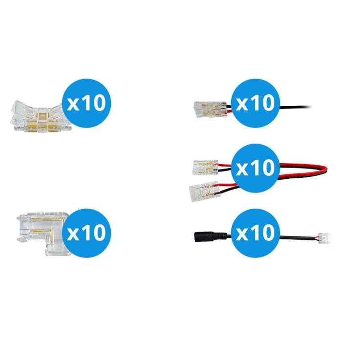 Noxion Tiras LED Naga - Conector Solamente Color 8mm - Grande 50pcs