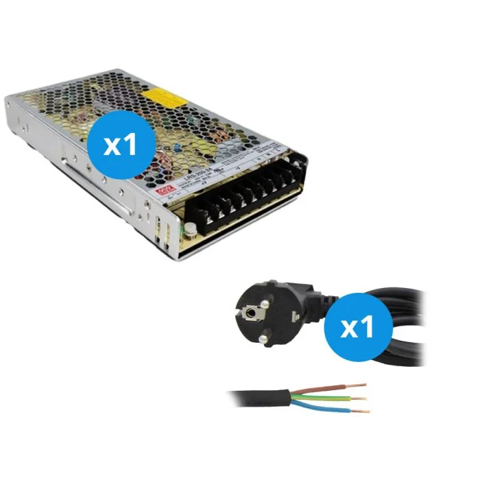 Mean Well Driver | LRS20024 | IP20 | 24V | 200W + Cable De Alimentación 2m con Tierra