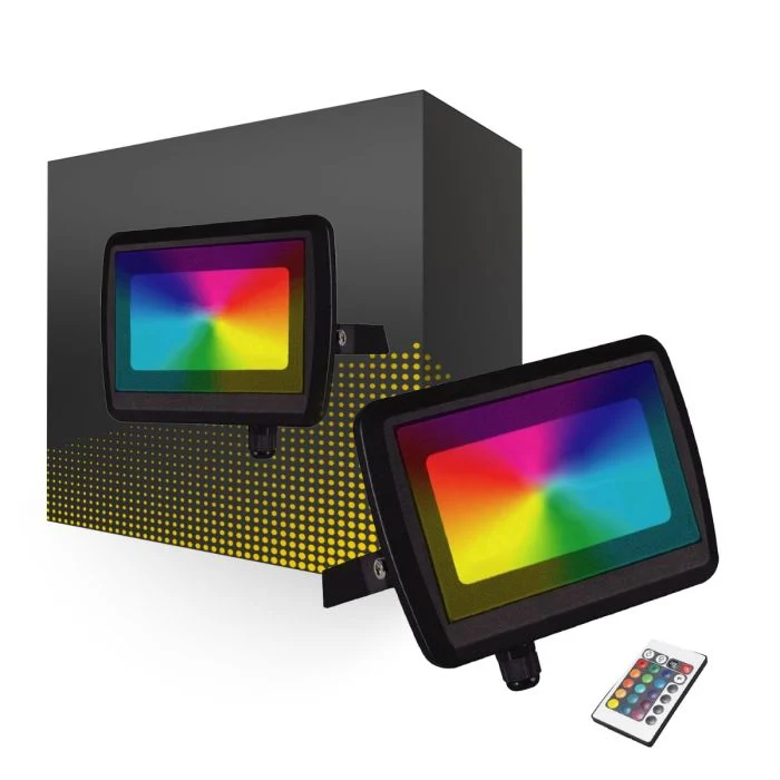 Bright Choice Proyector LED Aluminium Negro 20W 2000lm 90D - RGBW | IP65