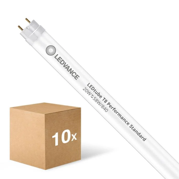 Multipack 10x Ledvance Tubo LED T8 Performance (EM/Mains) High Output 20W 3100lm - 840 Blanco Frio | 150cm - Reemplazo 58W