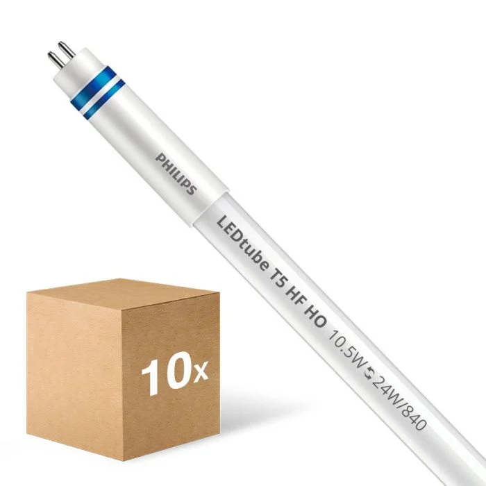 Multipack 10x Philips Tubo LED T5 MASTER Instantfit (HF) High Output 10.5W 1600lm - 840 Blanco Frio | 55cm - Regulable - Reemplazo 24W