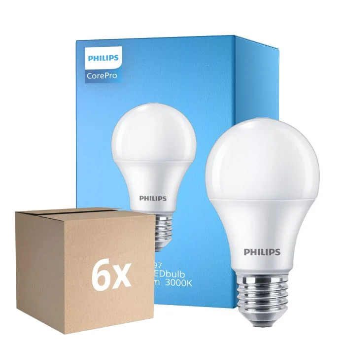 Multipack 6x Philips Corepro LED Bulbo E27 Pera Mate 10W 1055lm - 830 Luz Cálida | Reemplazo 75W