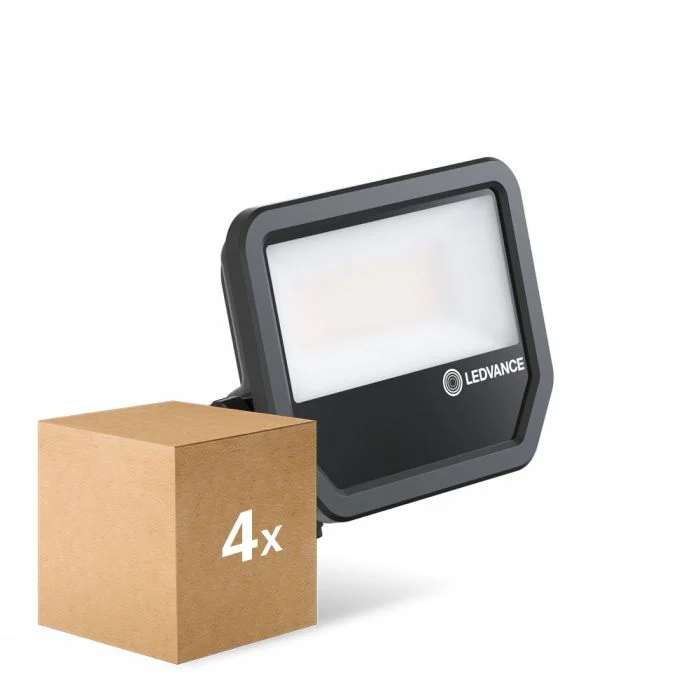 Multipack 4x Ledvance Proyector LED Aluminium Negro 41W/27W 4000lm/6000lm 100D - 840 Blanco Frio | IP66 - Simétrico