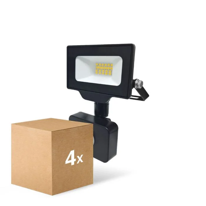 Multipack 4x Noxion Proyector LED Beamy G3 10W 1100lm 100D - 830 Luz Cálida | IP44 - Sensor de Movimiento y Luz - Simétrico
